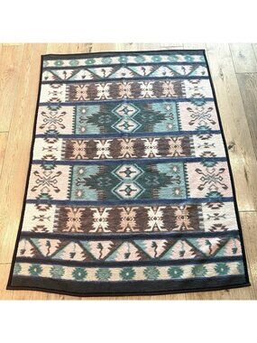 Vintage Biederlack Blanket 76Lx56W Southwestern Aztec Geometric Made in USA